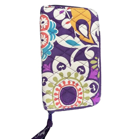 Vera Bradley Quilted Purple Green Floral Accordion Zippered Wallet 16 Slots - Picture 7 of 12